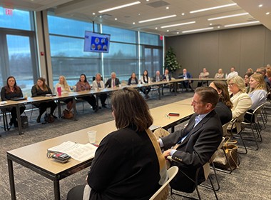 Board room filled with people
